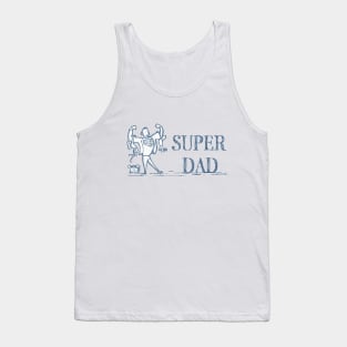 super dad holding kids son daughter doodle white Tank Top